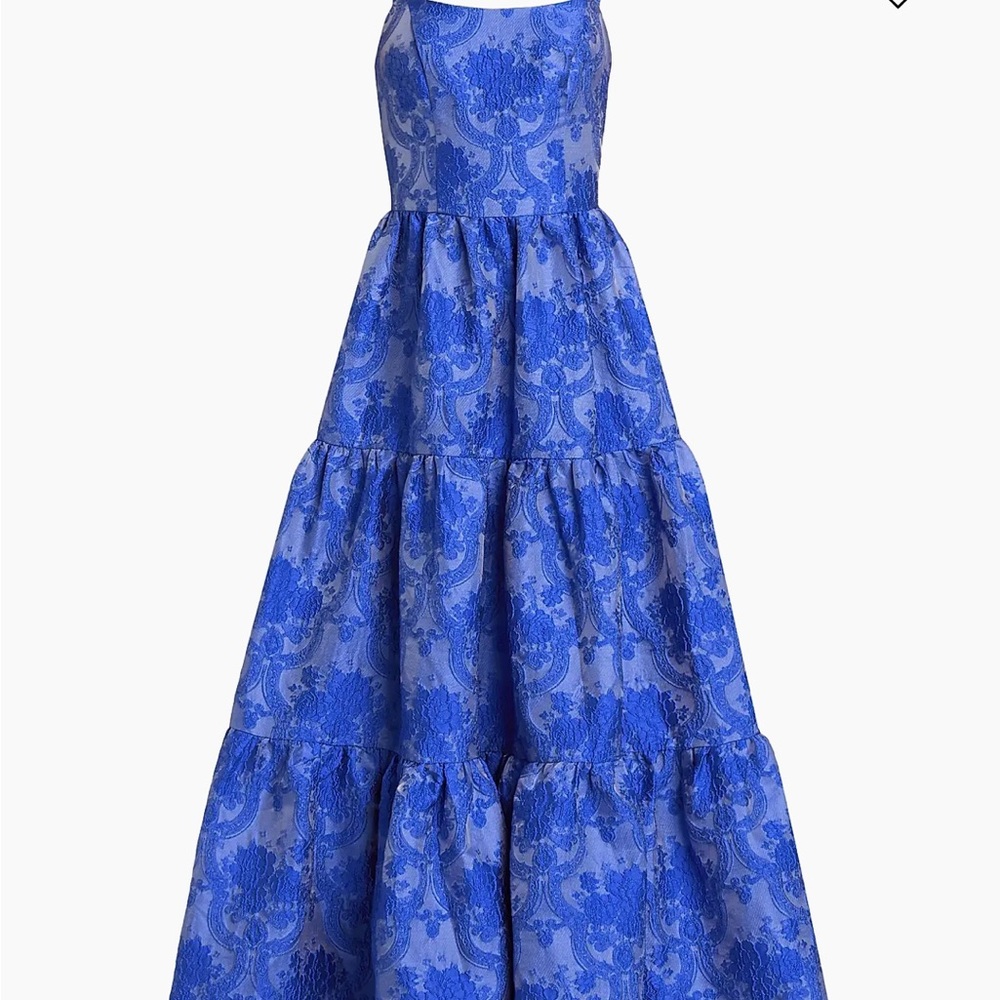 As It May Navy Blue Brocade Maxi Dress